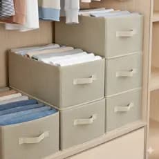 Kit 4 Caixa Organizadora Dobrável Multiuso Guarda Roupa Gaveta Resistente Tecido
