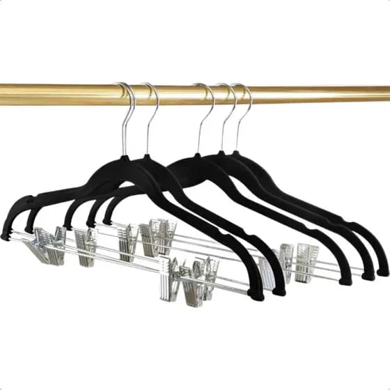 Kit Cabides Veludo Slim Preto Saia Vestido Calça Com Presilhas Gancho Cromado Ultrafino