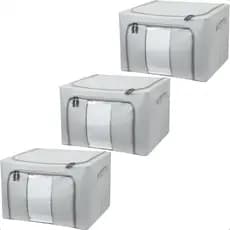Kit 3 Caixa Organizadora Multiuso Dobrável Roupas Edredom Toalhas Lençol Acessórios 66Lts