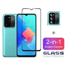 2 Em1 Tecno Spark 8C Película De Vidro Temperado Para Tecno Spark 8P 7 Pro 7T 7P 6 GO Pova 4 3 2 Neo 5G Protetor De Tela De Cobertura Completa Da Lente Câmera