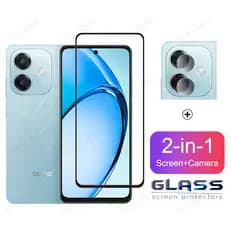 2 Em 1 Película De Vidro OPPO A40 A60 A58 A38 A18 A79 Reno12F Pelicula Vidro Temperado Completa Filme De Lente De Câmera