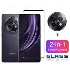 Película Protetora De Vidro E Câmera 9D 2 Em 1 Para Realme 13 Plus 12+ 10 11 12 13 Pro+ 5G C35 C25 C25Y C11 2021 C15 C12