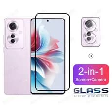 Película De Vidro 9D 2 Em 1 Para OPPO Reno 11F 5G Reno11 F 11 10 Pro Plus + 8T 8 8Z 7 7Z 6 6Z 5 4 3 5G 4G