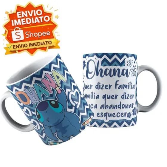 Caneca Personalizada do Stitch | Xícara Branca Presente 325ml