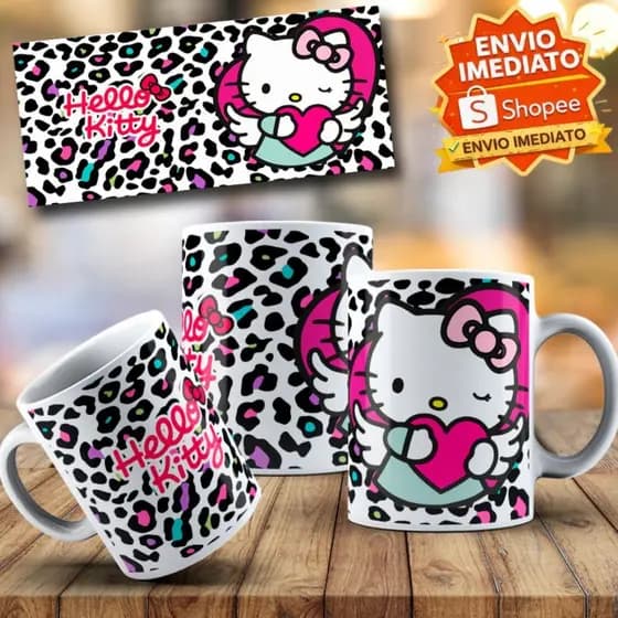 Caneca | Xícara Hello Kitty 325ml Branca | Estampa Fofa Vermelha