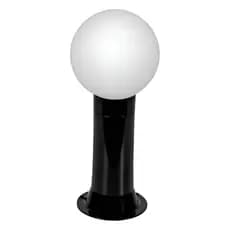 Balizador De Jardim Bolinha E-27 Plástico Preto, Altura 35cm Preto Globinho 15cm
