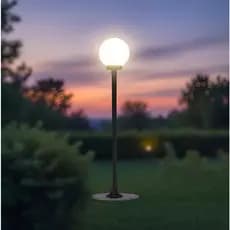 Poste Jardim Alumínio Preto Com Globo 30cm Leitoso, Altura: 1,50m