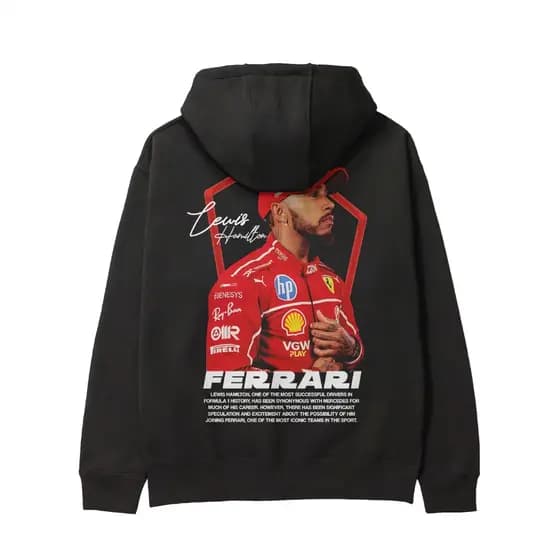 Blusa Moletom Lewis Hamilton Ferrari 2025 Formula 1 Carros Streetwear