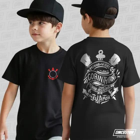 Camiseta Infantil Menino Corinthans Timão 100% Algodão Gaviões Fiel Torcedor