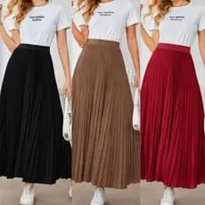 Saia Longa Plissada Forrada Rodada Tendencia Moda Premium Evangelica Chique