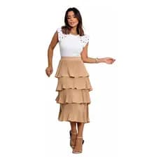 Saia Midi 4 Marias Babado Camadas Moda Feminina