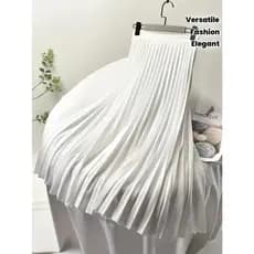 Saia Plissada Longa Branca Elegante para Mulher Design Elegante, Amantes da Moda Evangélica