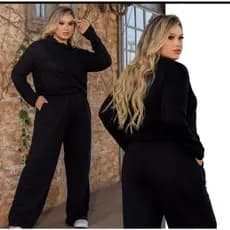 Conjunto Feminino Inverno Lanzinha 2 peças Calça Cordão E Blusa Manga Longa