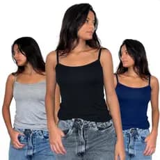 kit 3 Regata Feminina Alcinha com Tecido Confortável Viscolaycra