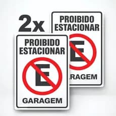 2 Placas Proibido Estacionar Garagem - Tamanho 20x30cm - Placa em PVC 1mm | Resistente à Água e ao Sol