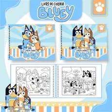 Livro de Colorir BLUEY Capa Dura - 50 Páginas - Caderno de Colorir Bluey