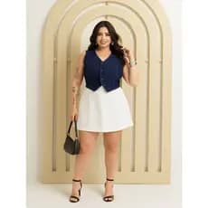 Colete jeans Blazer Plus Size Feminino. Colete Jeans com Lycra