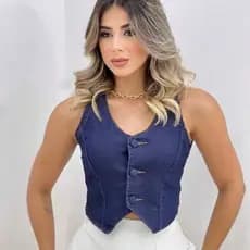 Colete Blazer Jeans feminino
