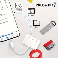 Adaptador Tipo-C e iPhone USBC e Leitor de Cartão 3 em 1 SD, TF e USB