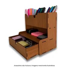 Organizadores Mesa Porta Lapis Madeira Tabaco – Porta Treco Escritório Home Office