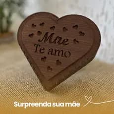 Caixa Coração MDF Nogueira – Presente Perfeito para o Dia das Mães, Surpreenda com Elegância