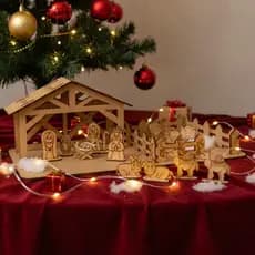 Presépio Natalino MDF Nascimento de Menino Jesus Casinha Decoração Natalina Enfeite Natal Manjedoura