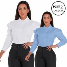 Kit Duas Camisas Social  Feminina Manga Longa  Princesa Bufante