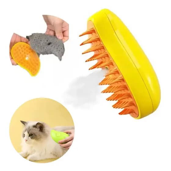 Escova Elétrica Vapor Pet 3 Em 1 Higieniza Penteia Massageia
