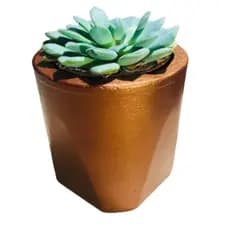 vaso de cimento cobre metálico com furo  para suculentas
