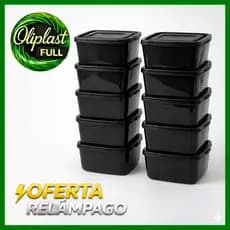 CONJUNTO 10 MARMITINHA QUADRADA 1L HERMETICAS LIVRE DE BPA FREE