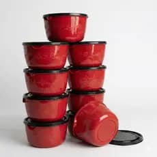 10 Potes Bowl Plástico 1 Litro Oliplast BPA Free Multiuso Cozinha Tampa Preta