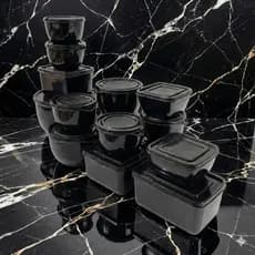 Kit Potes Organizador de Cozinha 15 Peças Oliplast Potes com Tampa Preta