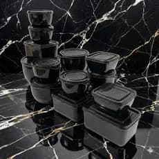 Kit Potes Organizador de Cozinha 15 Peças Oliplast Potes Variados BPA Free Com Tampa preta