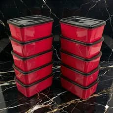 10 Potes Retangular 1L Oliplast Plástico Resistente BPA Free Tampa Preta