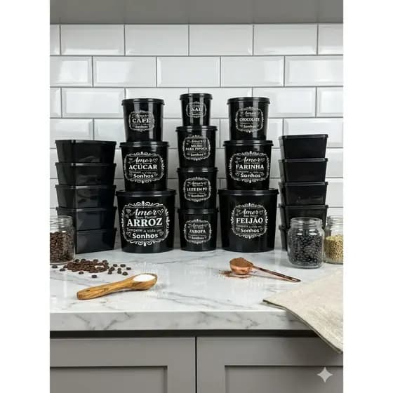 Conjunto 20 Potes Organizadores De Cozinha Premium