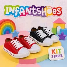 Kit 2 Pares Tênis Infantil Casual Menino Menina Star Cadarço Confortável Colegial Passeio Oferta