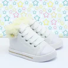 Tênis Infantil Menina Pelúcia Detalhe em Coroa Metalizada Moda Inverno Volta as Aulas