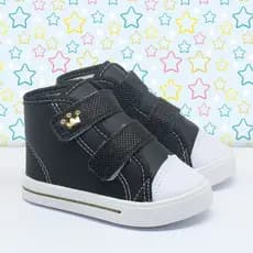 Tênis Infantil Menina Moda Inverno Detalhe em Coroa Metalizada Fecho Rápido Antiderrapante