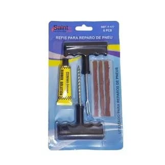 Kit Conserto E Reparo De Pneus Completo 3 Remendos Macarrão