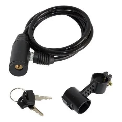 Cadeado Aço Bike 6mm X 1000mm Preto Com Suporte 2 Chaves