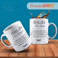 Caneca Dinda e Dindo Personalizada Com Nome Para Presente Convite Madrinha e Padrinho De Batismo