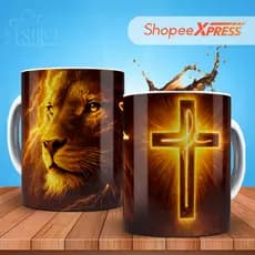 Caneca Leão Gospel – “Fé” – Estampa Cristã, Presente, 325ml
