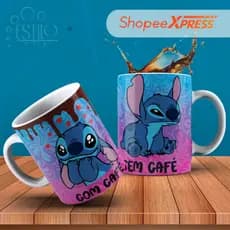Caneca Stitch Com Café Sem Café  Personalizada COM SEU NOME