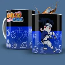 Caneca Personalizada Porcelana Anime Naruto Sasuke Com SEU NOME
