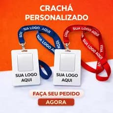 Crachá Personalizado PVC + Cordão Personalizado ( TEM QUE MANDAR A ARTE PRONTA ) não criamos a arte