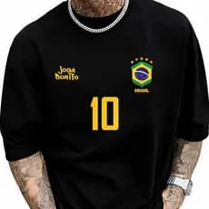 Camisa Brasil Nº10 Preta – Visual Esportivo Moderno