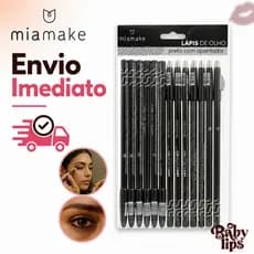 Pacote c/ 12 Lápis de Olho Preto com Apontador Mia Make