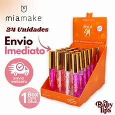 Box c/ 24 Lip Oil Gloss Hidratante Raios de Sol Mia Make Atacado
