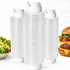 Kit 3 Bisnaga Invertida 720ml FIFO Para Molhos Caldas Ketchup Mostarda Maionese Cozinha Restaurantes - Desperdício