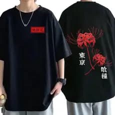 Camiseta Unissex Oversized Tokyo Ghoul Spider Lily Anime Japonês Graphic Print